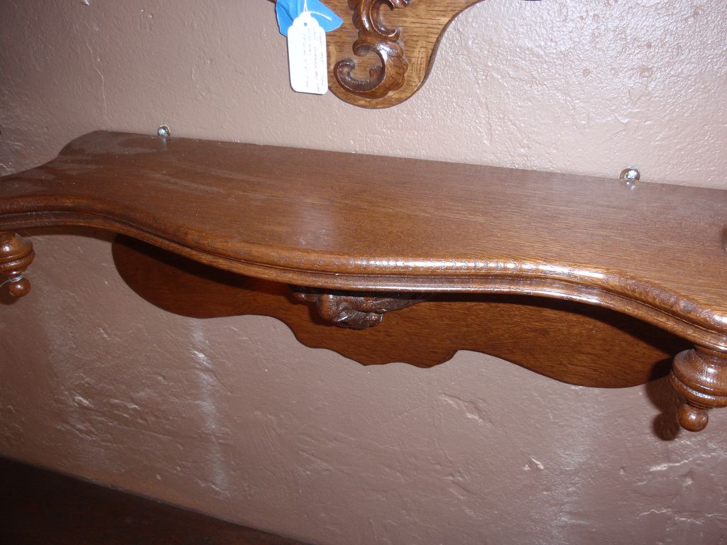 Figural Carved American Oak Clock Shelf Figural Carved American Oak Clock Shelf