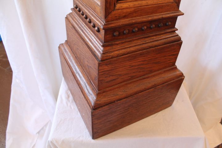 Carved Oak Plant Stand with Fine Brass Decorations Carved Oak Plant Stand with Fine Brass Decorations