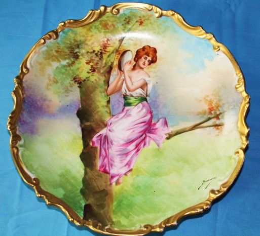 RARE Limoges "Orleans" 100% Hand Painted Wall Plaque - Signed by Artist Bazanay RARE Limoges "Orleans" 100% Hand Painted Wall Plaque - Signed by Artist Bazanay