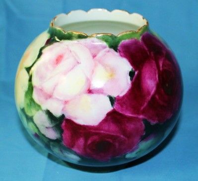 Gorgeous AK Limoges Hand Painted Rose Bowl Gorgeous AK Limoges Hand Painted Rose Bowl