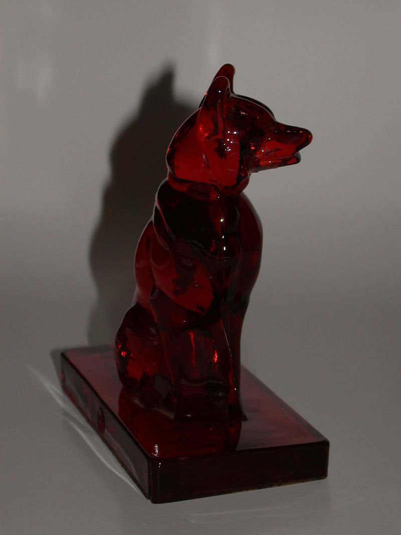 Vintage Rare Ruby Red Limited Edition New Martinsville/Mirror Images Crystal German Shepherd, c 1985 Vintage Rare Ruby Red Limited Edition New Martinsville/Mirror Images Crystal German Shepherd, c 1985