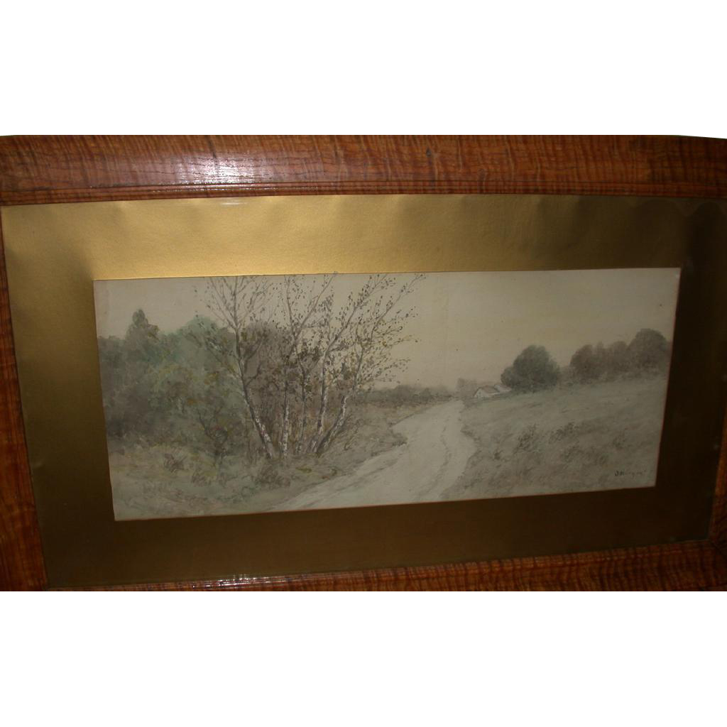 J. Marque, Well-Listed French Artist - Moody and Arresting Vintage Signed Landscape Watercolor J. Marque, Well-Listed French Artist - Moody and Arresting Vintage Signed Landscape Watercolor