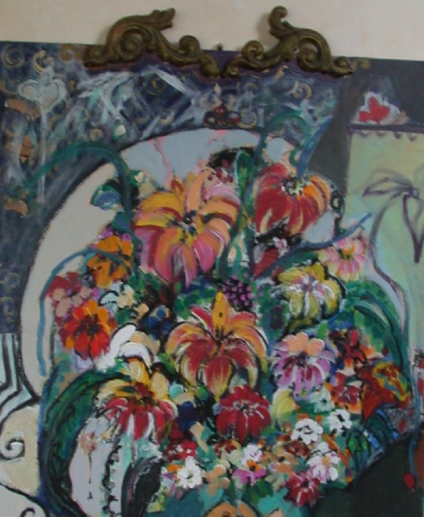 Original Oil by Listed Artist, Bracha Guy, One of Israel's Most Popular Contemporary Artists, - "Bouquet II" , Signed Original Oil by Listed Artist, Bracha Guy, One of Israel's Most Popular Contemporary Artists, - "Bouquet II" , Signed