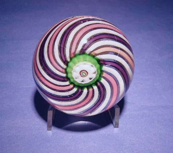 Very Unusual Clichy THREE Color Swirl Paperweight, c 1850 Very Unusual Clichy THREE Color Swirl Paperweight, c 1850