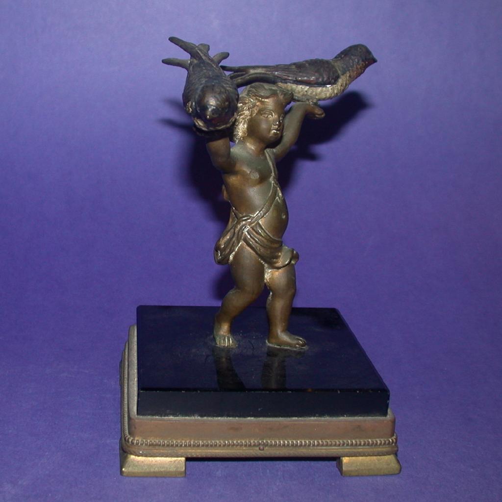 Antique Multi-Figural Bronze Sculpture, Putti With Two Birds, 19th Century Antique Multi-Figural Bronze Sculpture, Putti With Two Birds, 19th Century