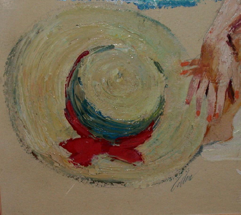 Original Oil On Artist's Board - "Sunbather With Hat" -Signed, c 1960 Original Oil On Artist's Board - "Sunbather With Hat" -Signed, c 1960