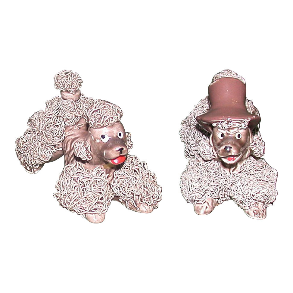 "True Love" - French Poodle Couple - Hand Painted 'Spaghetti Porcelain' - c 1950s - by Chase "True Love" - French Poodle Couple - Hand Painted 'Spaghetti Porcelain' - c 1950s - by Chase