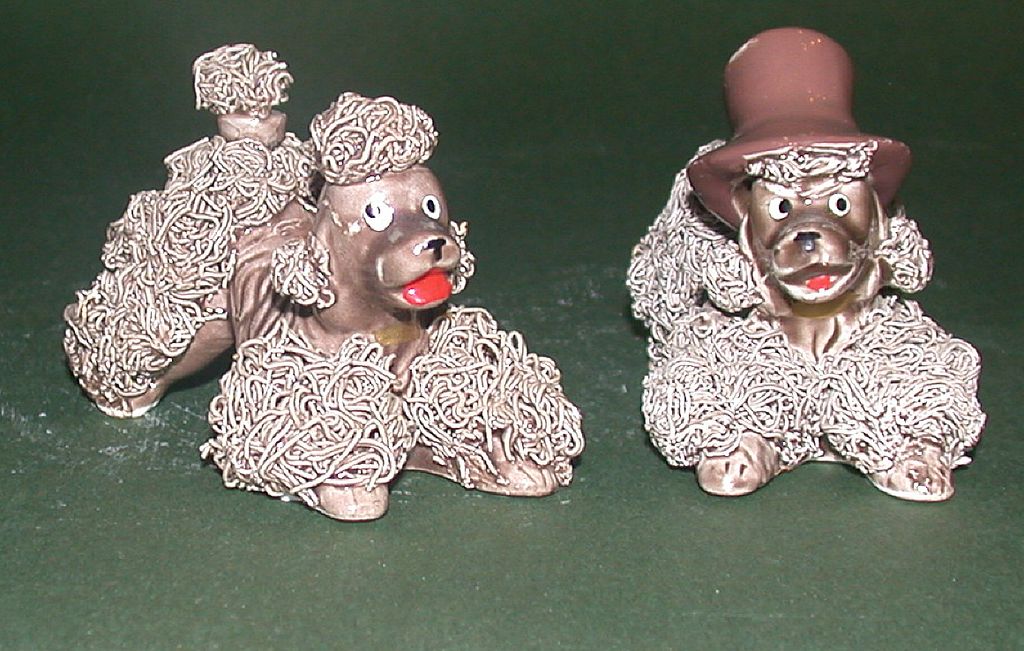 "True Love" - French Poodle Couple - Hand Painted 'Spaghetti Porcelain' - c 1950s - by Chase "True Love" - French Poodle Couple - Hand Painted 'Spaghetti Porcelain' - c 1950s - by Chase