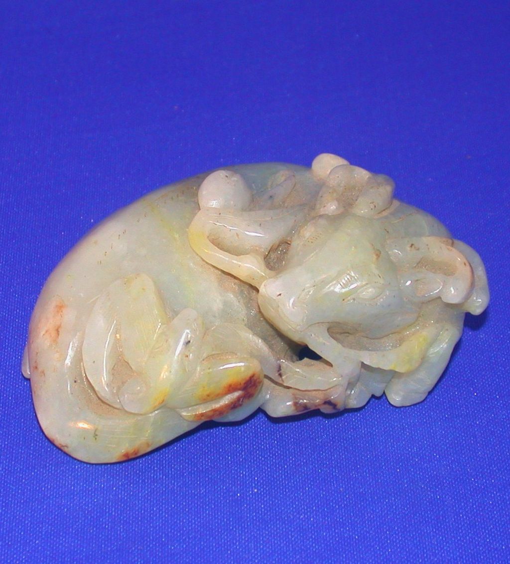Fabulous Vintage Jade Ram, Well-Carved Fabulous Vintage Jade Ram, Well-Carved