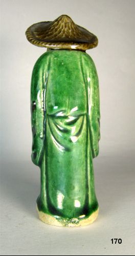 Chinese Mudman - Standing Fisherman/Sage With Double Scroll, Circa 1920 Chinese Mudman - Standing Fisherman/Sage With Double Scroll, Circa 1920