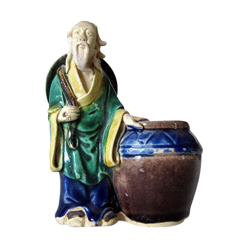 Calligraphy Brush Washer In Form of Chinese Sage, Cup, Wine Jug Circa 1930s Calligraphy Brush Washer In Form of Chinese Sage, Cup, Wine Jug Circa 1930s