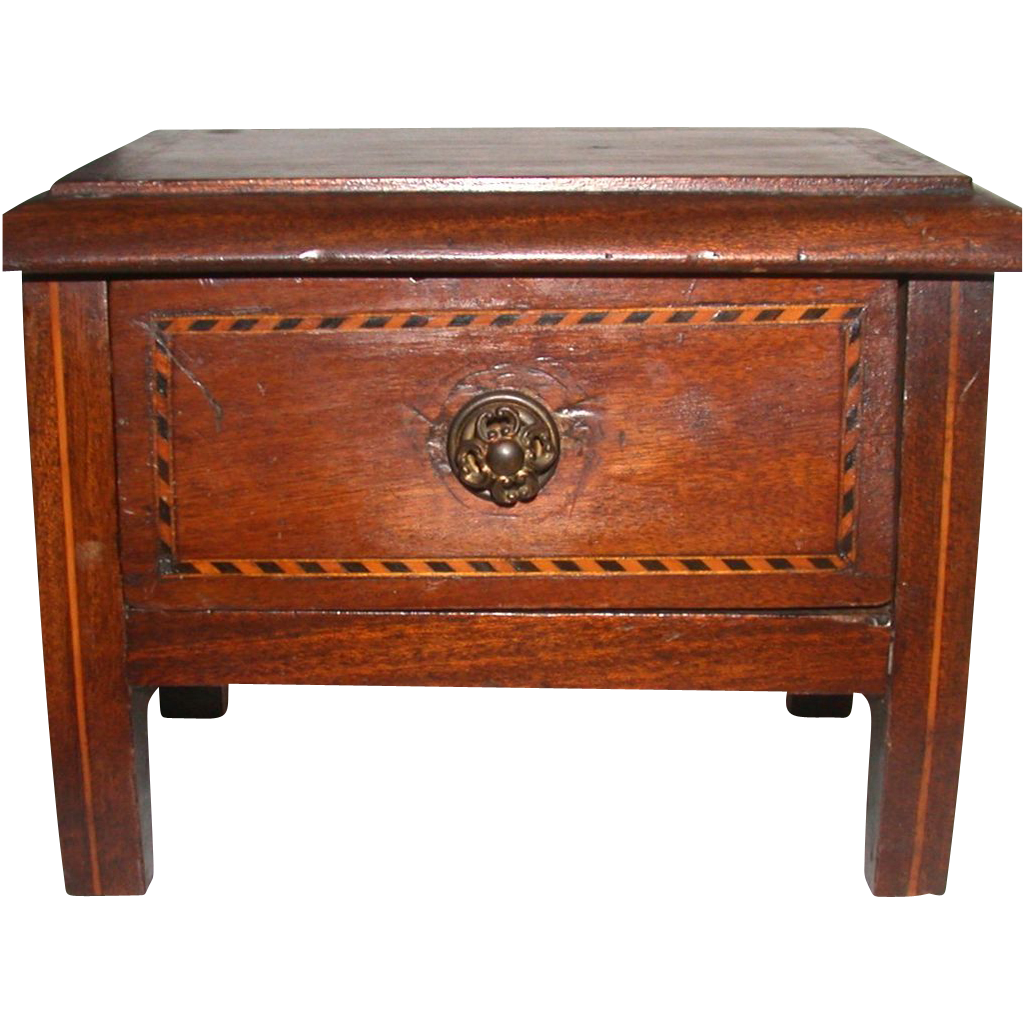 Carved Mahogany Dimunitive Chest With Inlaid Parquetry Carved Mahogany Dimunitive Chest With Inlaid Parquetry