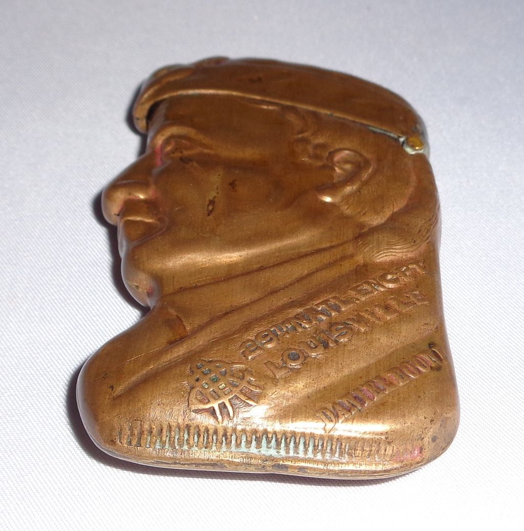 Rare Antique American Brass Figural Match Safe (Vesta) - Daniel Boone - 28th Nat'l Encampment - c 1895 Rare Antique American Brass Figural Match Safe (Vesta) - Daniel Boone - 28th Nat'l Encampment - c 1895