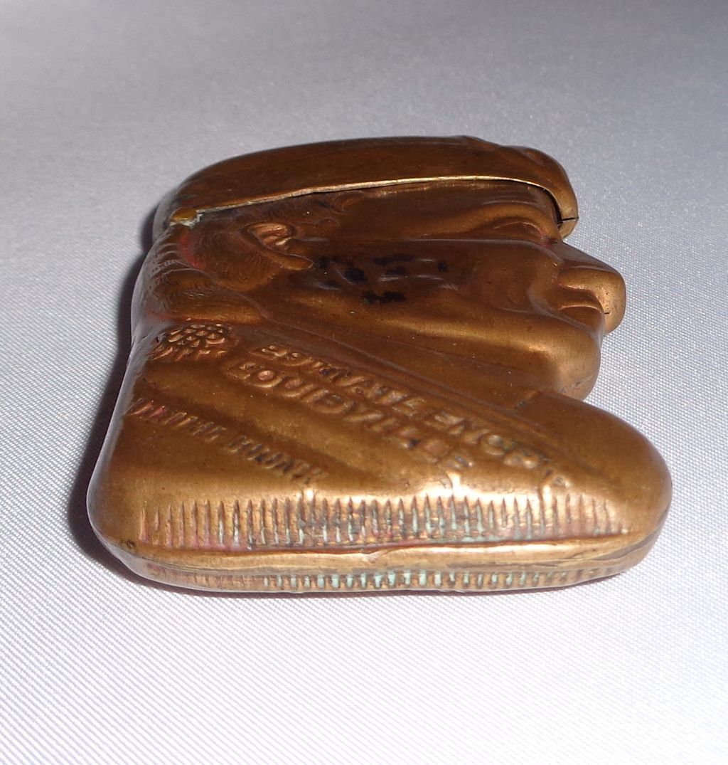 Rare Antique American Brass Figural Match Safe (Vesta) - Daniel Boone - 28th Nat'l Encampment - c 1895 Rare Antique American Brass Figural Match Safe (Vesta) - Daniel Boone - 28th Nat'l Encampment - c 1895