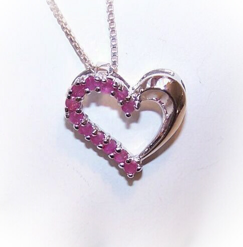 Vintage STERLING SILVER & Ruby Heart Pendant! Vintage STERLING SILVER & Ruby Heart Pendant!