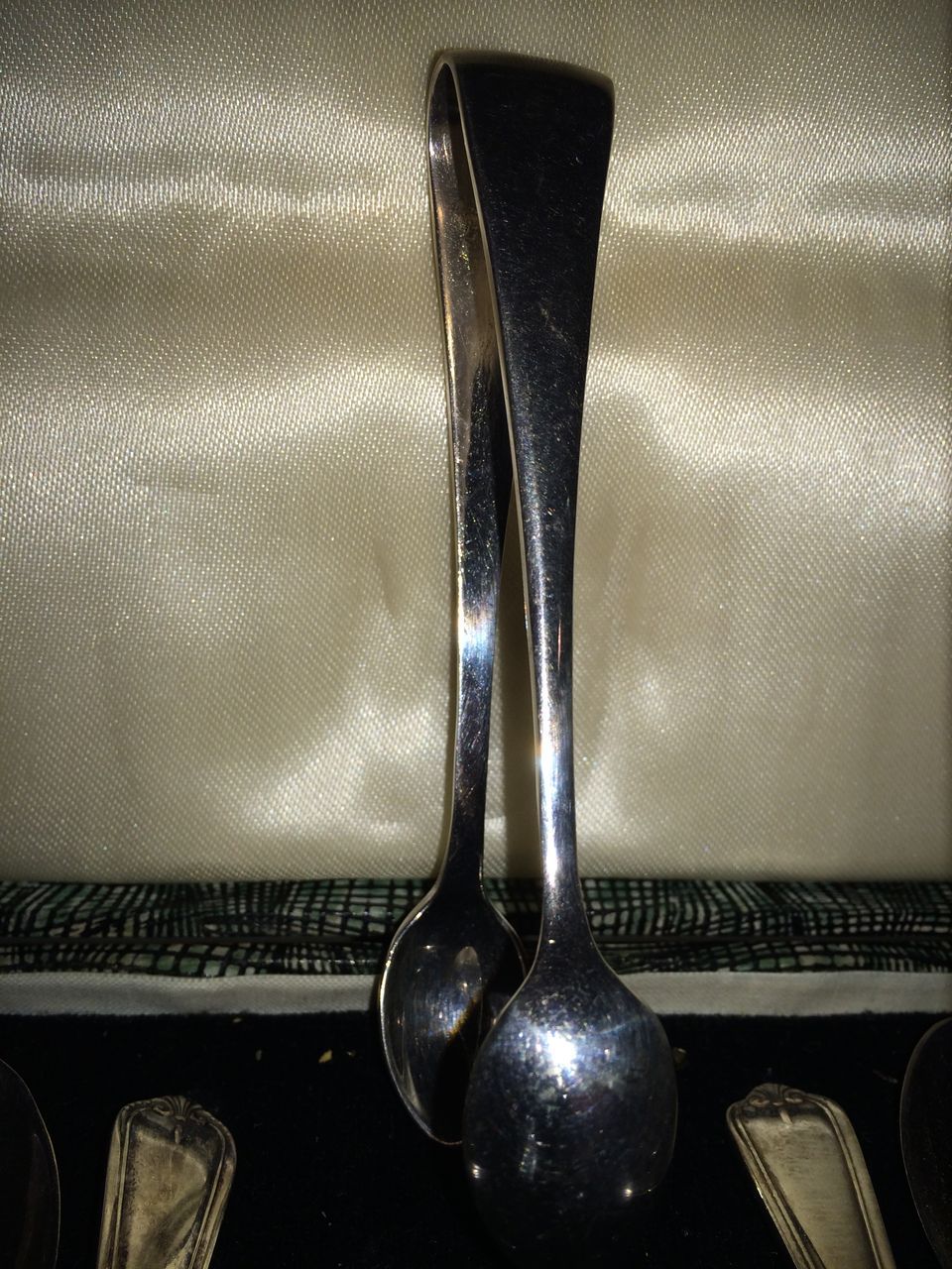 Vintage Boxed Set of Newbridge Of Ireland Demitasse Spoons with Sugar Tongs Vintage Boxed Set of Newbridge Of Ireland Demitasse Spoons with Sugar Tongs