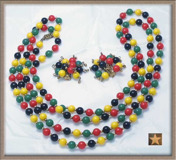 Older 60" Loooong Multi-Color Bead Necklace & Fireworks Earrings Set! Older 60" Loooong Multi-Color Bead Necklace & Fireworks Earrings Set!