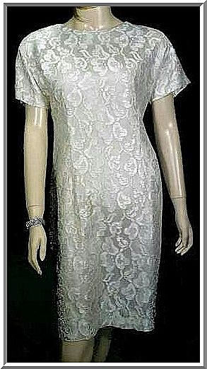 Ivory Illusion Lace Bombshell Wiggle Cocktail Dress~Plunging Back! 38" Bust Ivory Illusion Lace Bombshell Wiggle Cocktail Dress~Plunging Back! 38" Bust