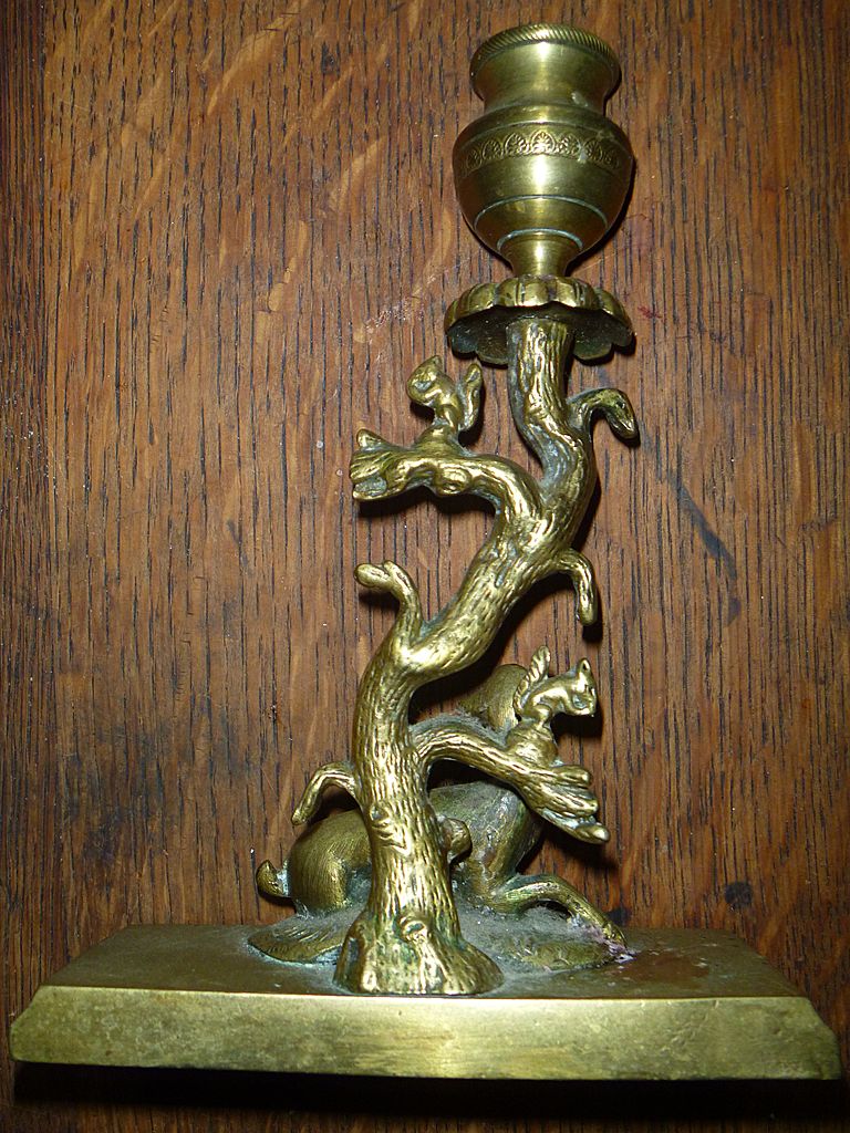 Antique Deer & Squirrel Brass Candle Stick Antique Deer & Squirrel Brass Candle Stick