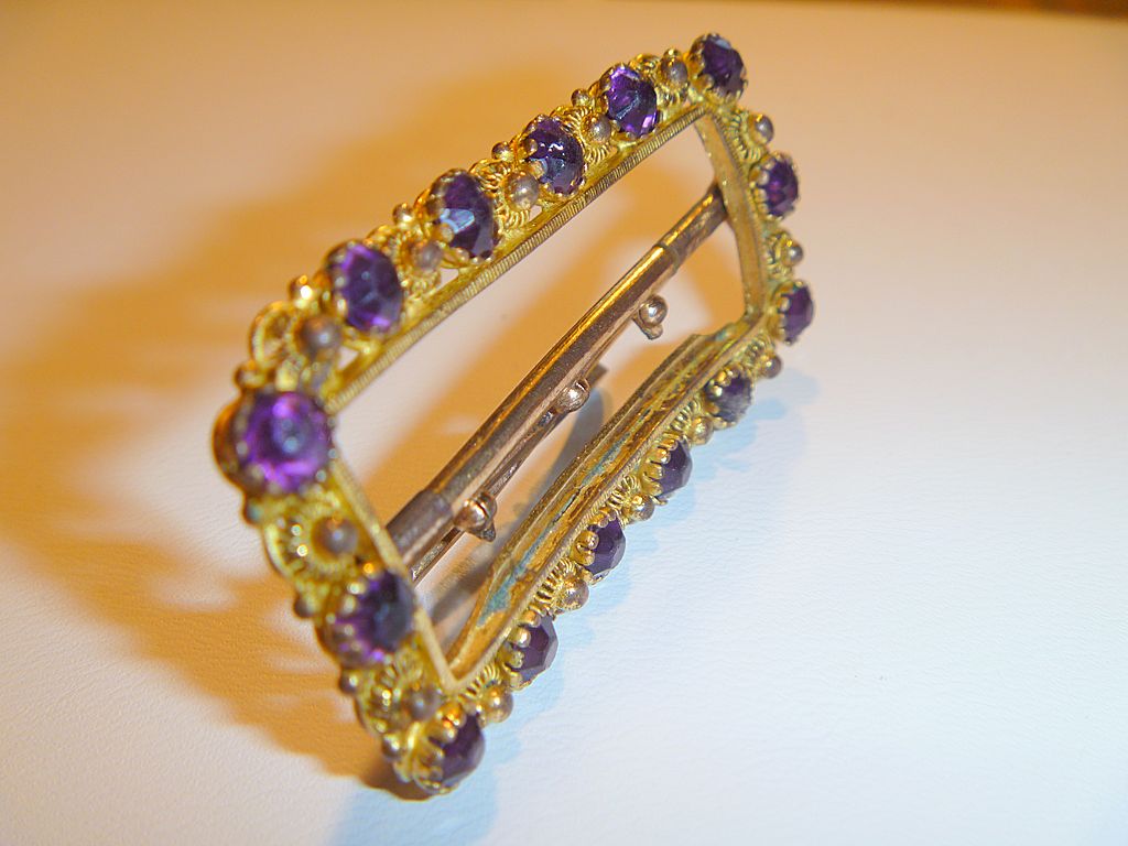 Antique Cannetille & Amethyst Paste Buckle Antique Cannetille & Amethyst Paste Buckle