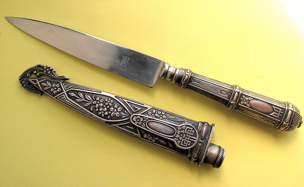 Vintage Argentina Ornate Silver Inox Gaucho Knife Vintage Argentina Ornate Silver Inox Gaucho Knife