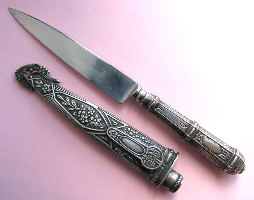 Vintage Argentina Ornate Silver Inox Gaucho Knife Vintage Argentina Ornate Silver Inox Gaucho Knife
