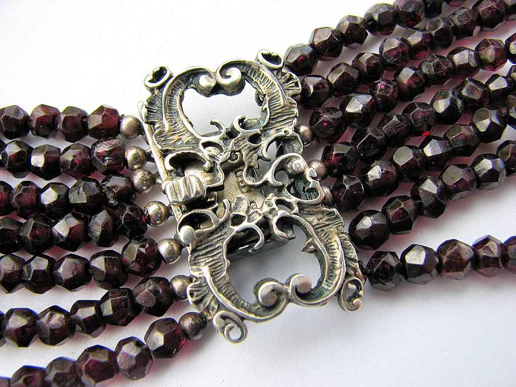 Fabulous Austrian Garnet, Pearl, & Silver Necklace - Artist Signed! Fabulous Austrian Garnet, Pearl, & Silver Necklace - Artist Signed!