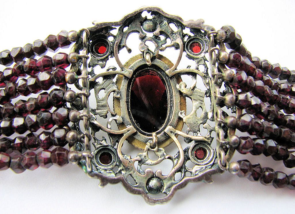 Fabulous Austrian Garnet, Pearl, & Silver Necklace - Artist Signed! Fabulous Austrian Garnet, Pearl, & Silver Necklace - Artist Signed!
