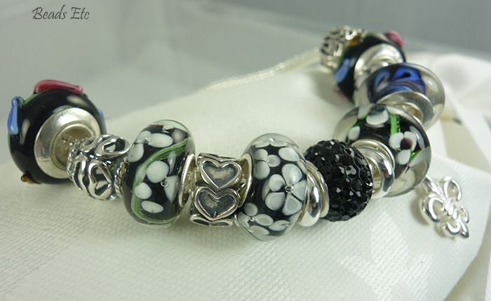 Black Murano Pandora Style Sterling Silver Bracelet Black Murano Pandora Style Sterling Silver Bracelet