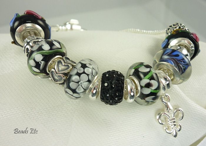 Black Murano Pandora Style Sterling Silver Bracelet Black Murano Pandora Style Sterling Silver Bracelet
