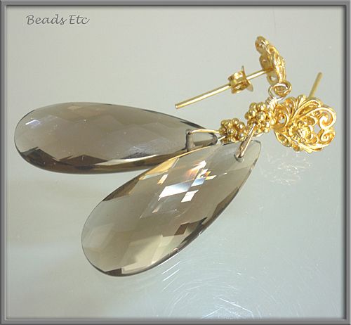 32ct Smokey Quartz Vermeil Earrings 32ct Smokey Quartz Vermeil Earrings