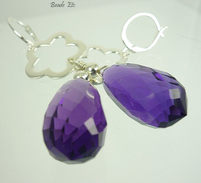 38.68ct Amethyst Sterling Silver Earrings 38.68ct Amethyst Sterling Silver Earrings