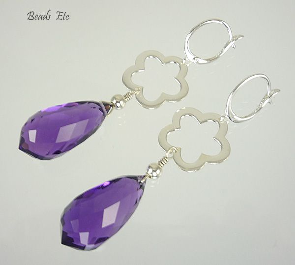 38.68ct Amethyst Sterling Silver Earrings 38.68ct Amethyst Sterling Silver Earrings