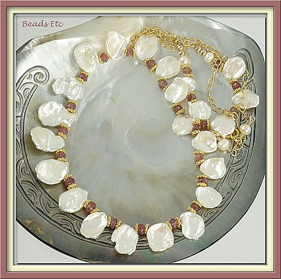 Saltwater Keishi Petal Pearl and Tourmaline 24k Gold Vermeil Necklace Saltwater Keishi Petal Pearl and Tourmaline 24k Gold Vermeil Necklace