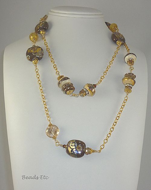 20% Off "Latte" Long Art Glass and 24k Vermeil Necklace 20% Off "Latte" Long Art Glass and 24k Vermeil Necklace
