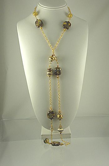 20% Off "Latte" Long Art Glass and 24k Vermeil Necklace 20% Off "Latte" Long Art Glass and 24k Vermeil Necklace