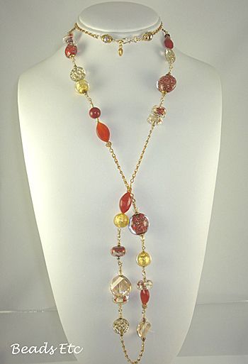 20% Off 41" Long Murano and Carnelian GF Necklace 20% Off 41" Long Murano and Carnelian GF Necklace