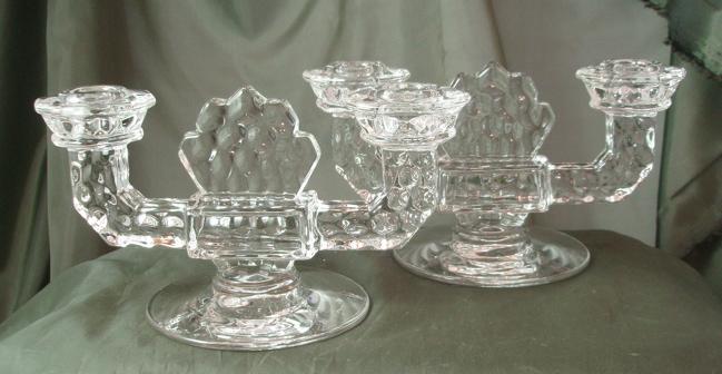 Fostoria American Low 2-Lite Candlesticks - Pair Fostoria American Low 2-Lite Candlesticks - Pair