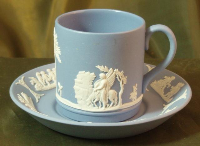 Wedgwood Light Blue Jasper Ware Demitasse Cups & Saucers Wedgwood Light Blue Jasper Ware Demitasse Cups & Saucers