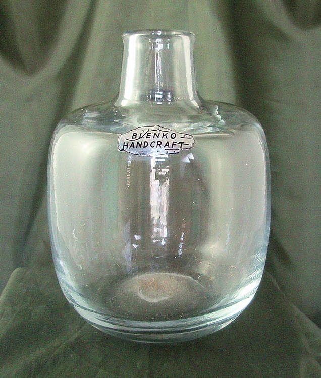 Blenko Candle-Vase #6424 in Crystal - Design by Joel Myers Blenko Candle-Vase #6424 in Crystal - Design by Joel Myers