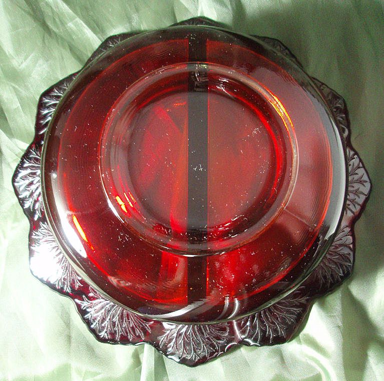 Farber Bros Krome Kraft Compote with Fenton Ruby Silvertone Divided Insert Farber Bros Krome Kraft Compote with Fenton Ruby Silvertone Divided Insert