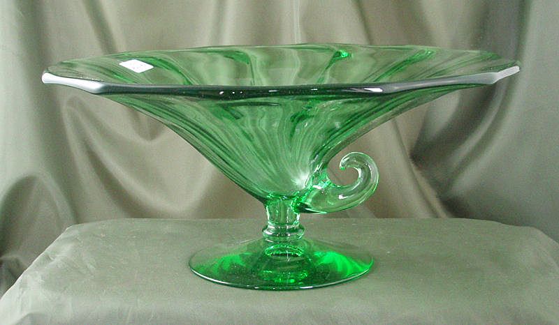 Fostoria Green Footed Cornucopia Bowl Fostoria Green Footed Cornucopia Bowl