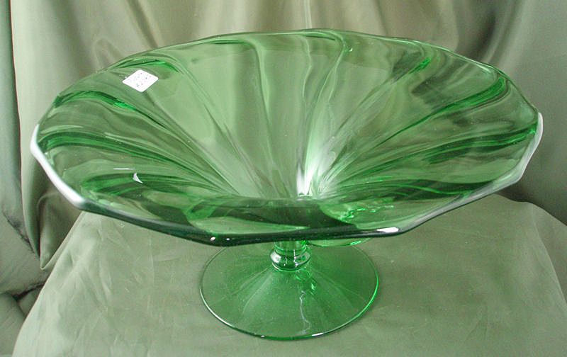 Fostoria Green Footed Cornucopia Bowl Fostoria Green Footed Cornucopia Bowl