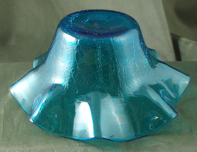 Blenko #3744X Turquoise Crackle Glass Bowl Blenko #3744X Turquoise Crackle Glass Bowl