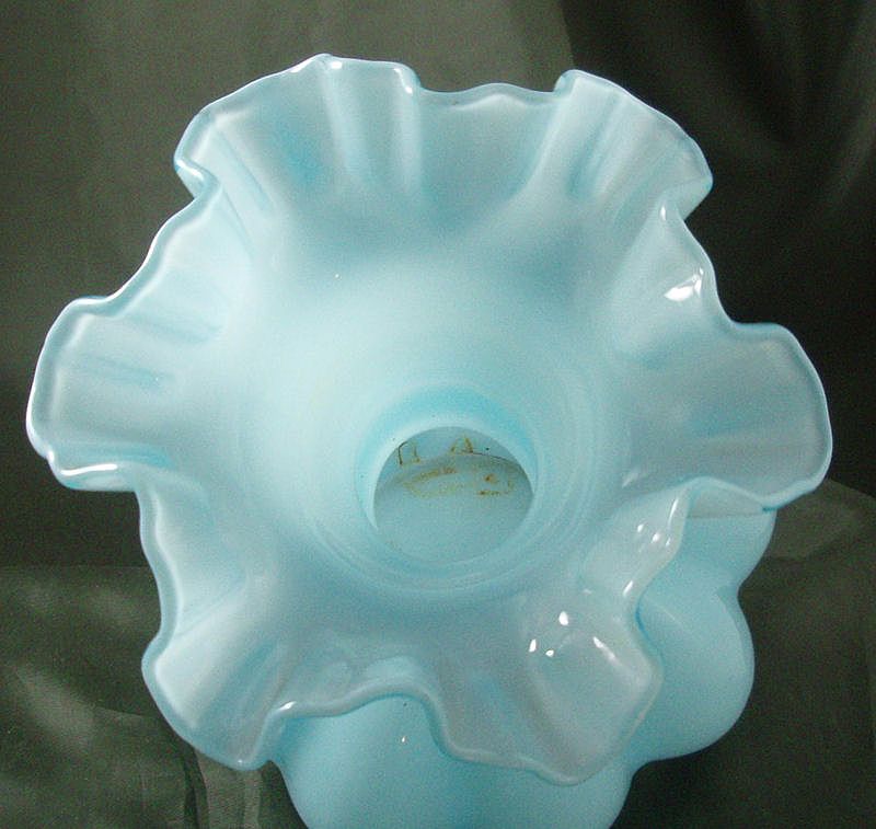 Fenton Blue Overlay Large Melon Vase Fenton Blue Overlay Large Melon Vase