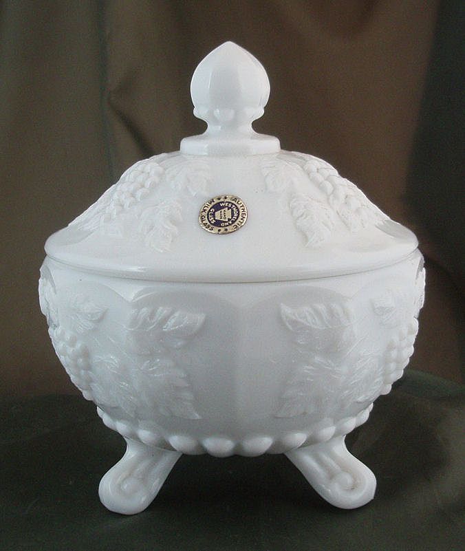 Westmoreland Paneled Grape Three-Toed Candy Dish Westmoreland Paneled Grape Three-Toed Candy Dish