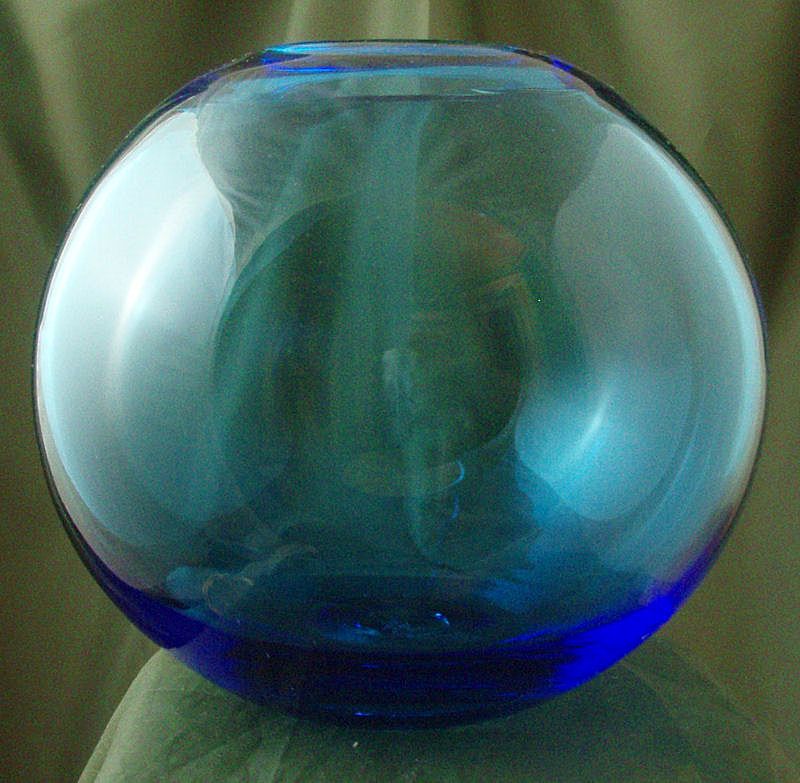 Blenko Blue Ball Vase Blenko Blue Ball Vase