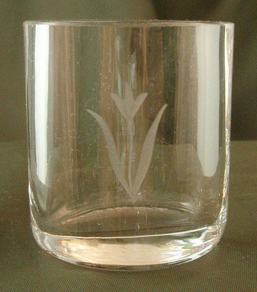 Orrefors Nils Landberg Toothpick Holder with Engraved Flower Orrefors Nils Landberg Toothpick Holder with Engraved Flower
