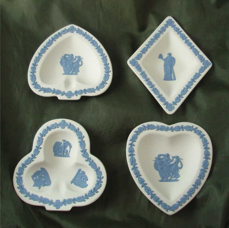 Wedgwood Reverse Jasper Ware Card Suite Sweet Dishes - Set of Four Wedgwood Reverse Jasper Ware Card Suite Sweet Dishes - Set of Four