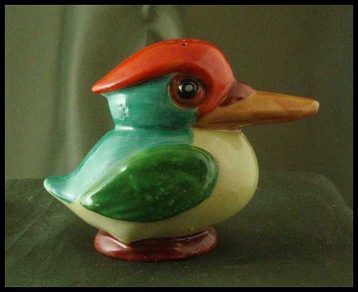 Vintage German Porcelain Kingfisher Salt & Pepper Shakers Vintage German Porcelain Kingfisher Salt & Pepper Shakers